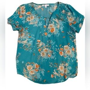 DR2 Teal and Orange Floral Blouse